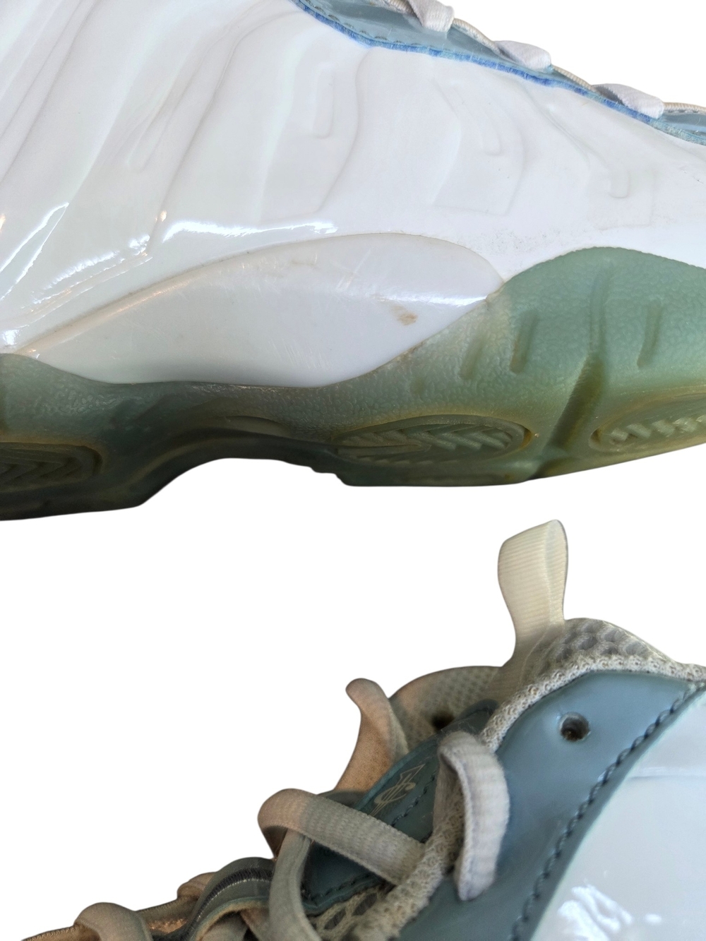 Nike Foamposite Light Blue and White High-Top Sneakers - Picture 4 of 13